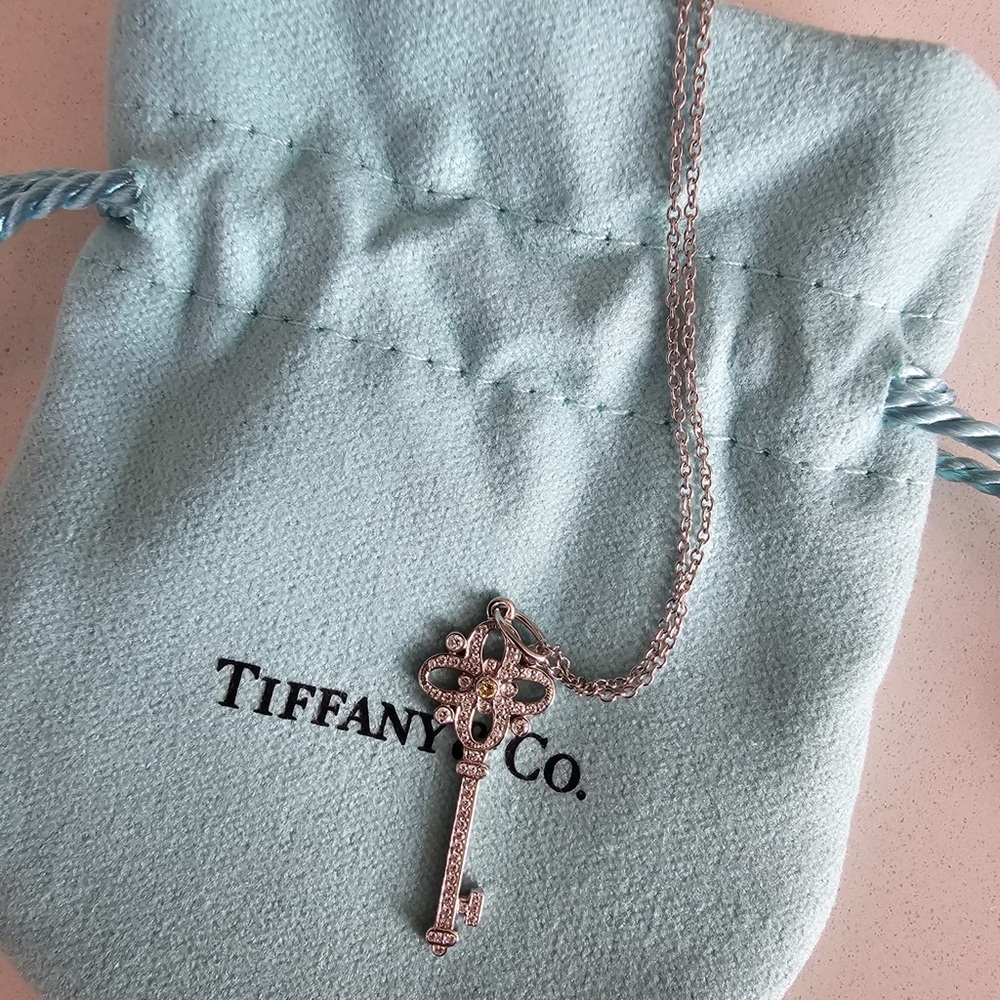Tiffany & Co. Platinum Victoria Key Pendant necklace